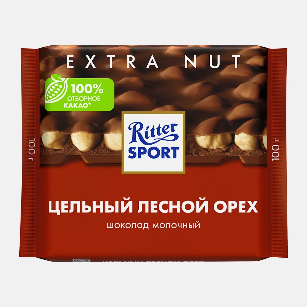 Шоколад Молочный Цельный лесной орех Ritter Sport 100г