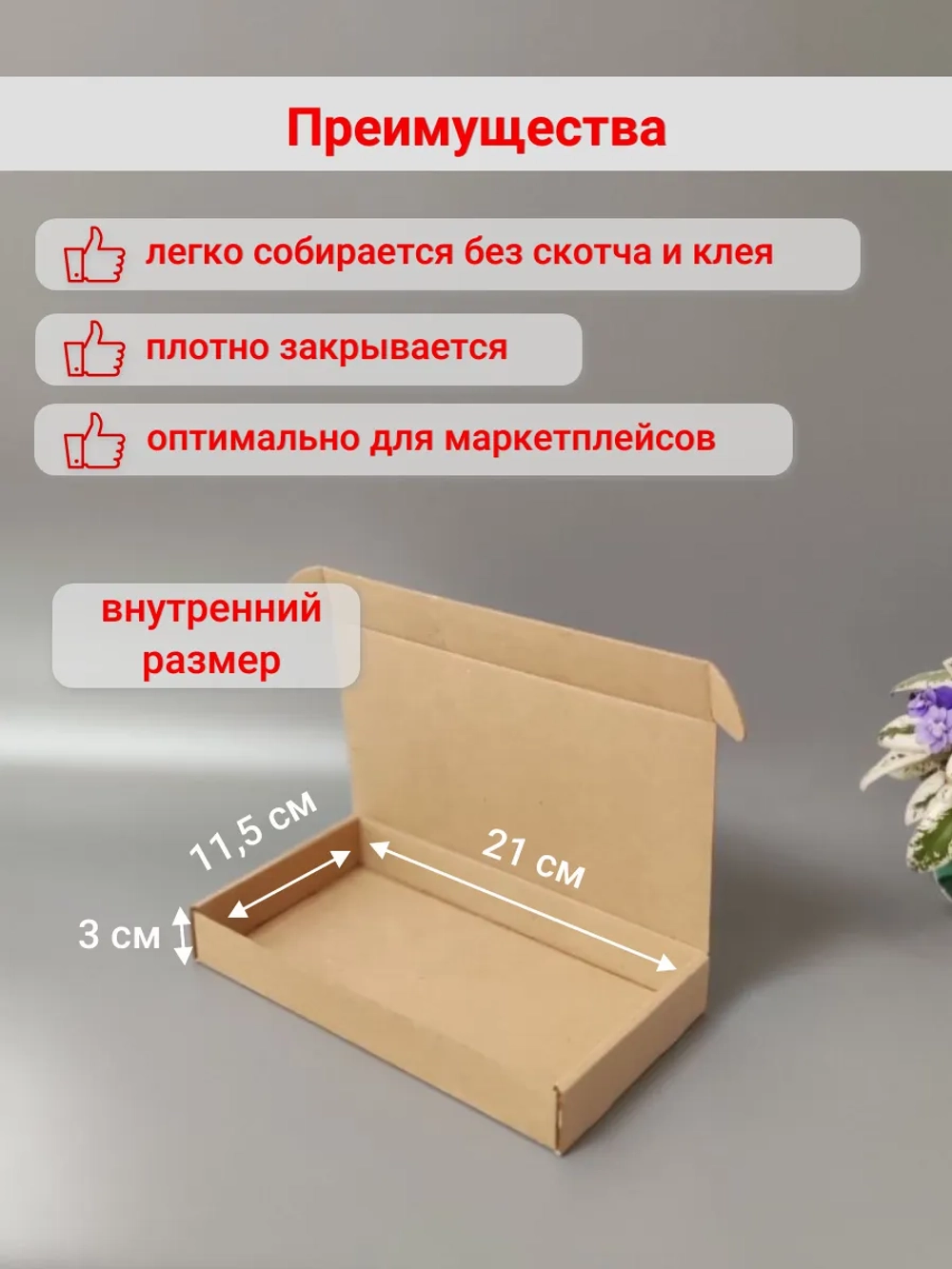 Коробка самосборная 210х115х30 мм