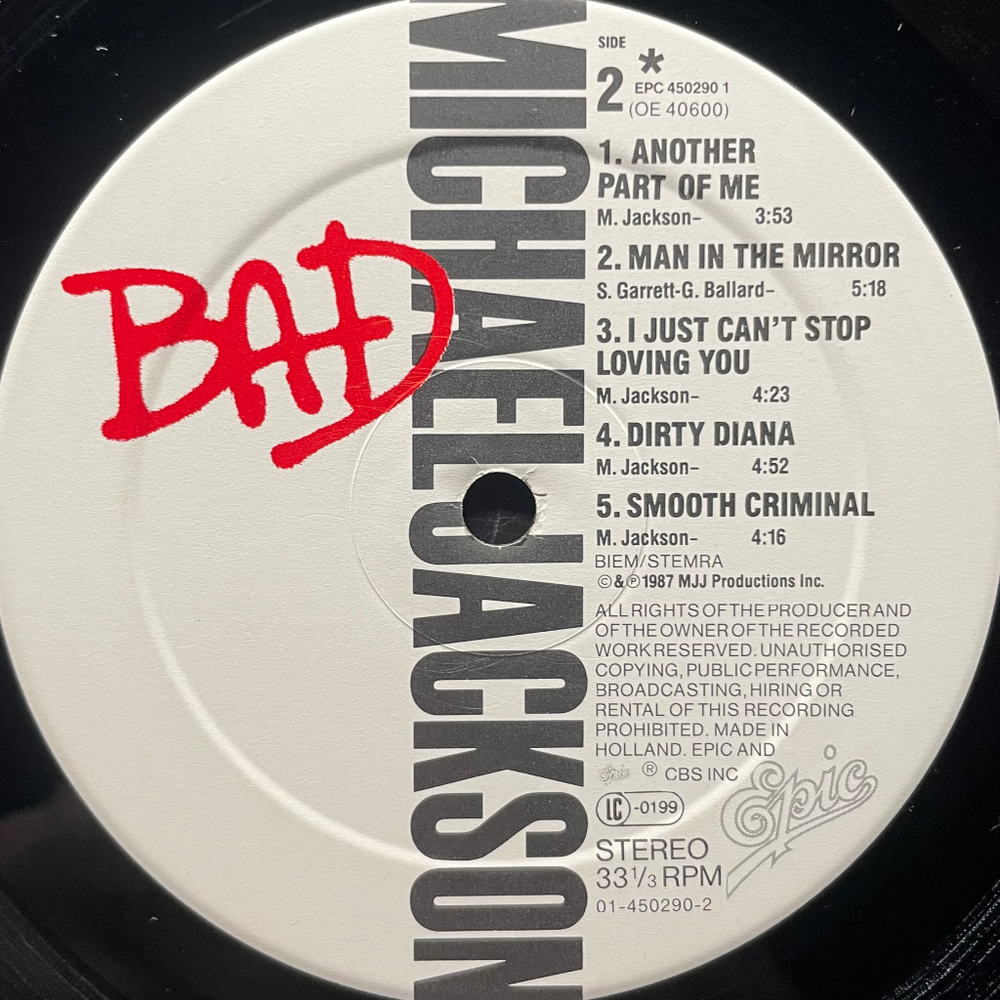 Michael Jackson - Bad (Голландия 1987г.)
