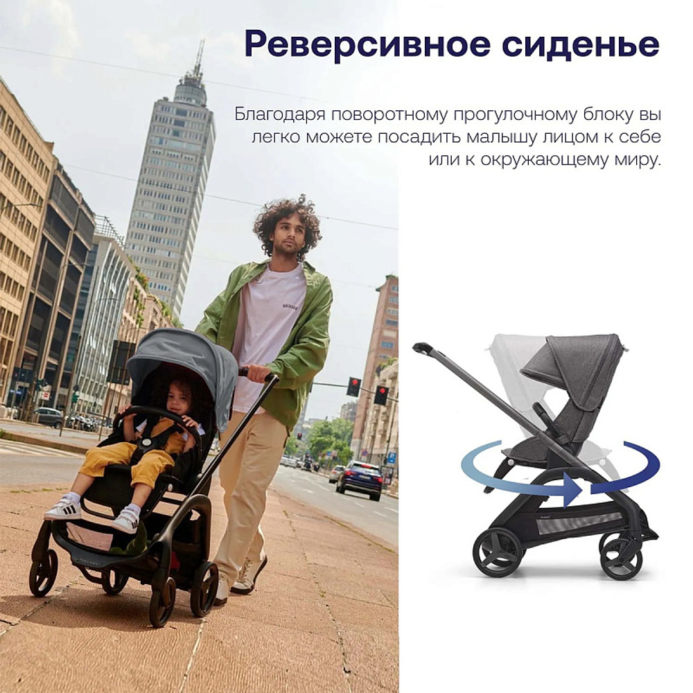 Прогулочная коляска Bugaboo Dragonfly complete Graphite/Grey Melange-Grey Melange