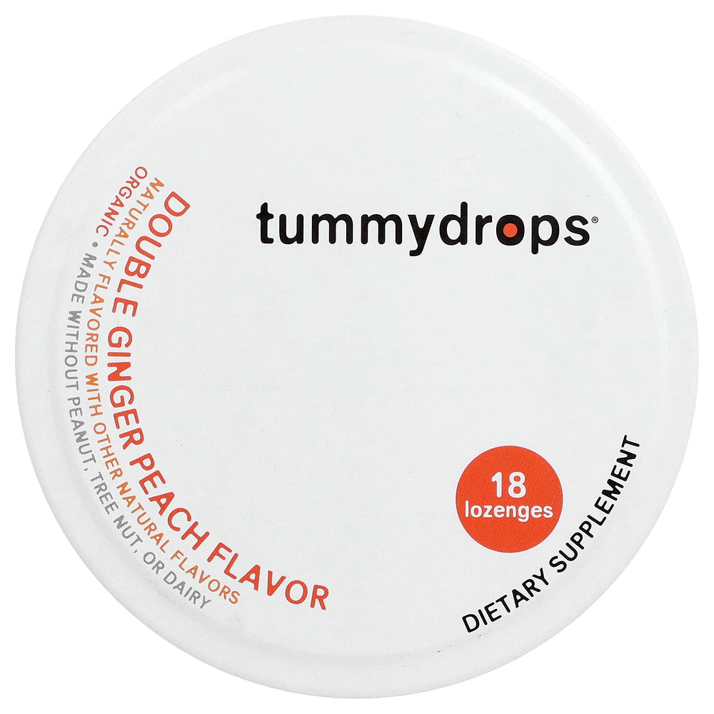 Tummydrops, двойной имбирь, персик, 18 пастилок