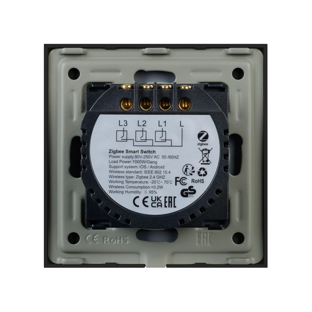 Выключатель сенсорный SWT-OMALI-S03-ZB-BK (250V, 10A, Zigbee) (Arlight, Стекло) 050046