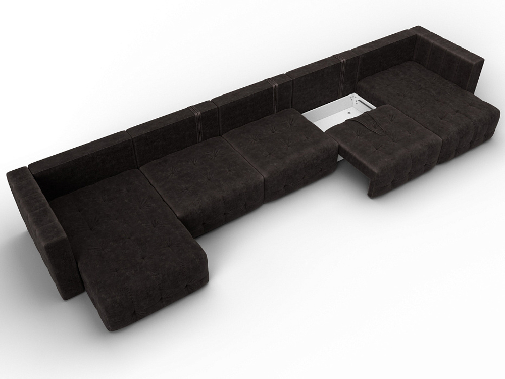 Диван П-образный Лига-052 НПБ МегаЛонг, BRUT 17 ВЕЛЮР коричневый
