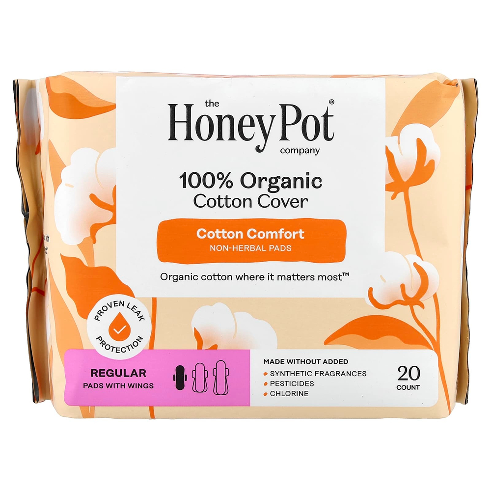 The Honey Pot Company, Органические нем травяные прокладки с крыльями, обычные, 20 шт.