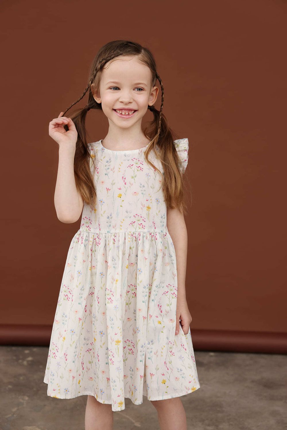 Платье хлопковое "Акварельные цветы"