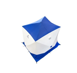 Палатка зимняя куб СЛЕДОПЫТ, 2,15х2,15 м, S по полу 4,6 кв.м, 3 слоя, цв. синий/белый