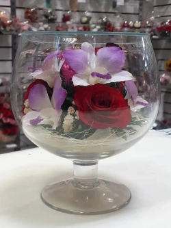 натуральные цветы в стекле, вакуум