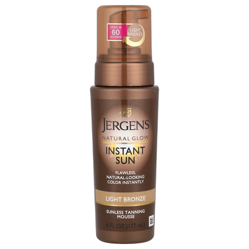 Jergens, Natural Glow, Instant Sun, мусс для автозагара, светло-бронзовый, 177 мл