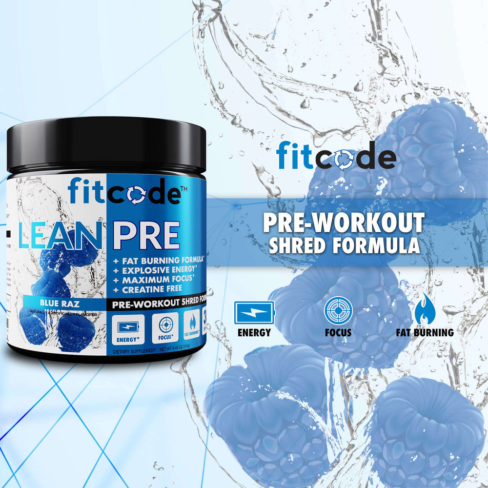fitcode, LeanPre, предтренировочная добавка, измельченная малина, 240 г (8,46 унции)