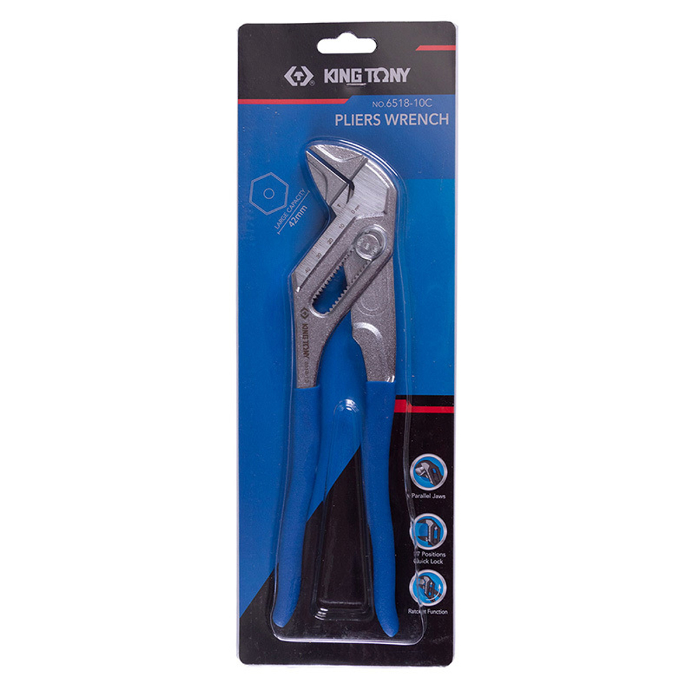 KING TONY (6518-10C) Захват-ключ переставной 266 мм, 0-42 мм, быстрозажимной механизм