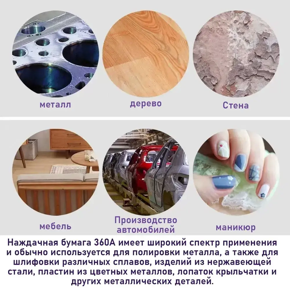 Набор наждачных шлифовальных кругов 125мм на липучке 50 шт набор / Диски шлифовальные микс Р180,P240,P320,P400,P600