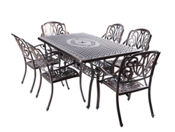 Обеденная группа из литого алюминия стол ВУЛКАН + 6 кресел ФЕНИКС