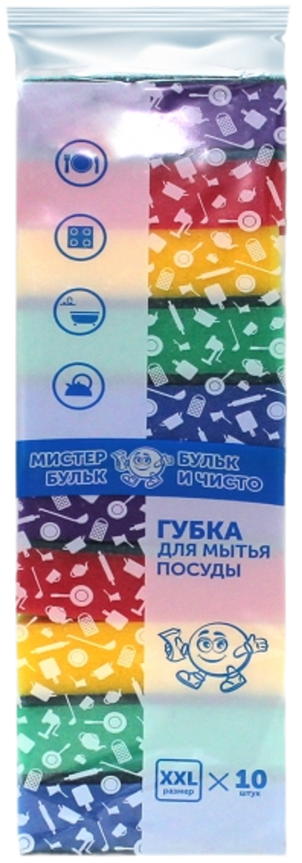 Губка для посуды Мистер Бульк XXL 10шт 100*75*35 (уп20шт)