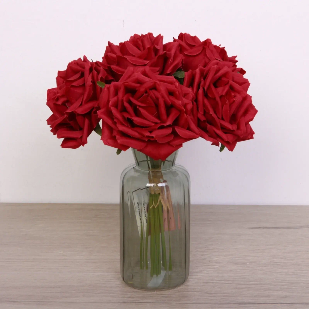 Цветы искусственные «Нежная роза» букет 6шт 24см красные