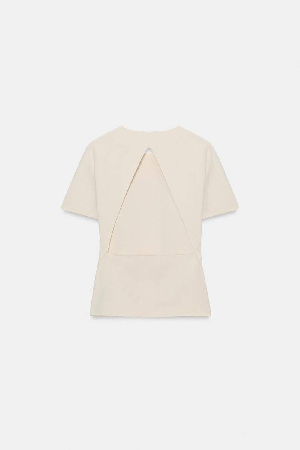 ZARA ТОП С ВЫРЕЗОМ И КОРОТКИМИ РУКАВАМИ, ЭКРЮ