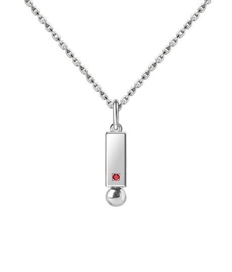 Подвес из серебра со вставками из выращенного рубина