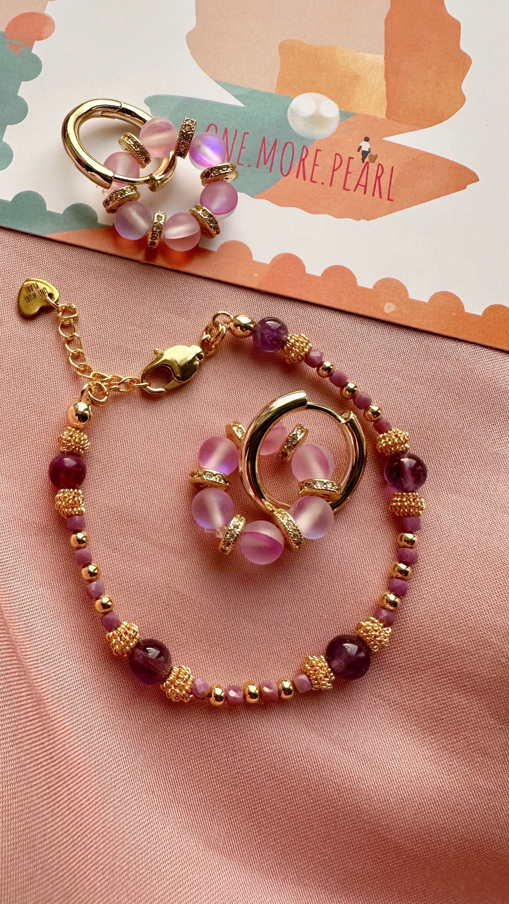 Серьги Лавандовые кольца с фианитами