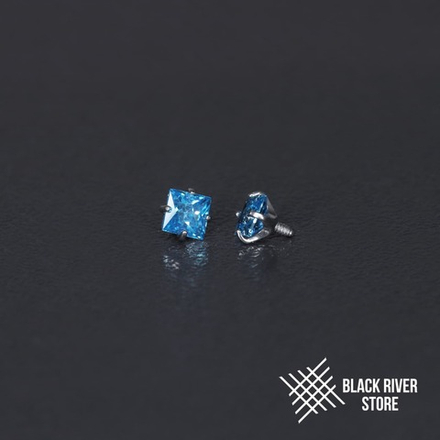 Cubic Zirconia Square Aqua