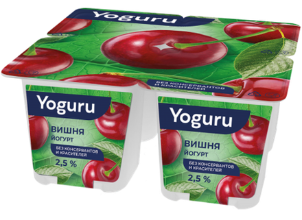 Йогурт YOGURU 2,5% 125гр Вишня 24шт/Минск