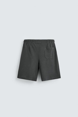 ZARA ШОРТЫ ИЗ ХЛОПКОВОГО ПИКЕ REGULAR FIT С ЭФФЕКТОМ ПОТЕРТОСТИ, АНТРАЦИТОВО-СЕРЫЙ