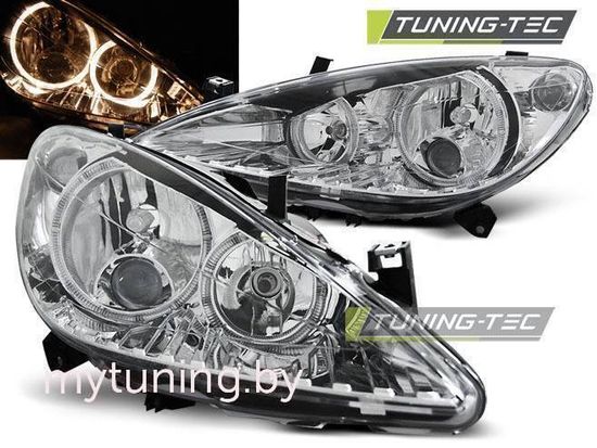 Передние фары angel eyes chrome для Peugeot 307