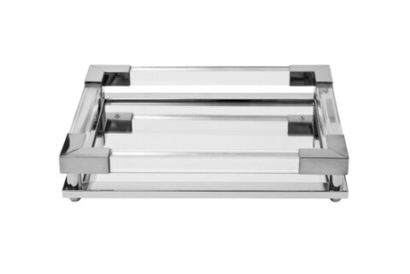 Поднос декоративный 32х25х5см Garda Decor серебряный