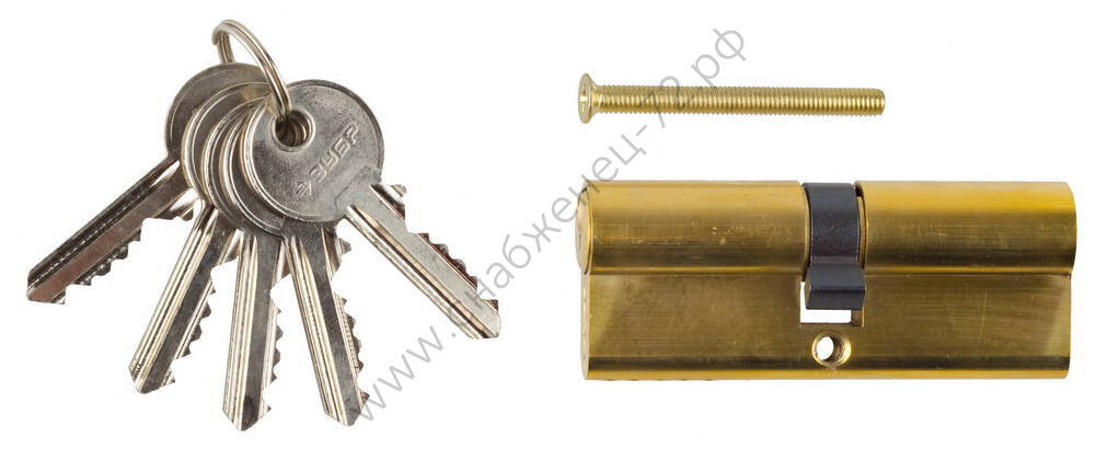 ЗУБР 80 мм, цвет латунь, 5-PIN, тип ключ-ключ, цилиндровый механизм (52101-80-1)