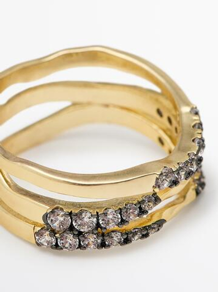 Massimo Dutti Кольцо со стразами, золотистый