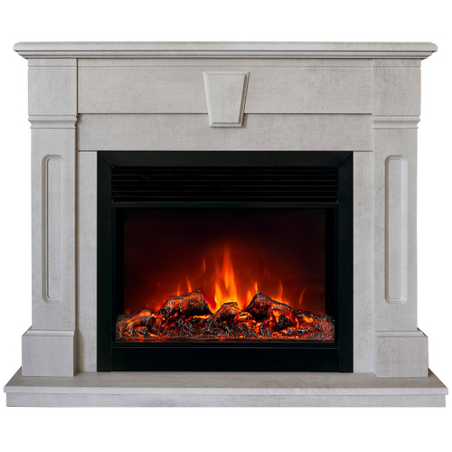 Электрокамин RealFlame Kellie 25,5/26 WT цвет белый камень с очагом Moonblaze Black
