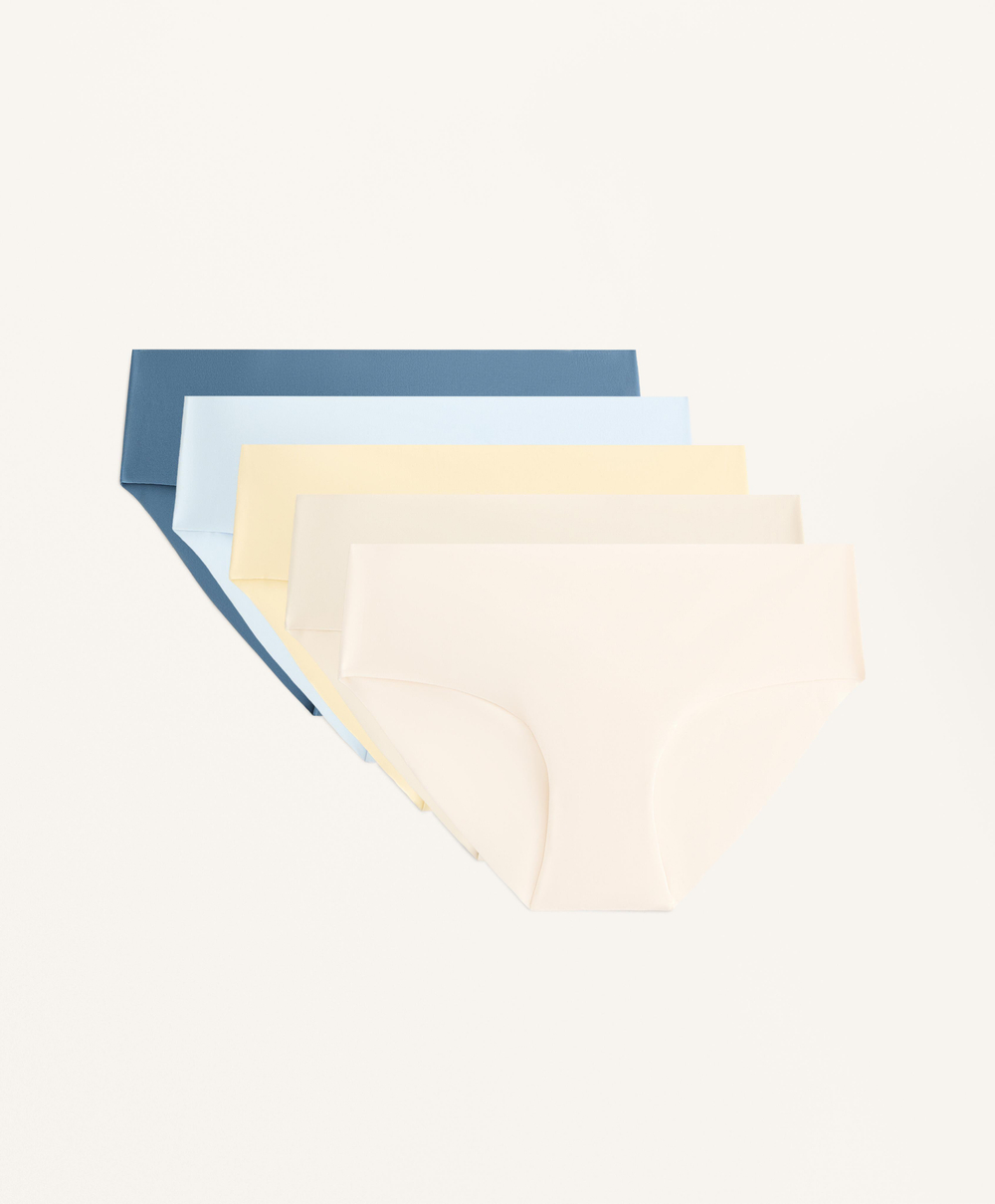 OYSHO Набор из 5 бесшовных трусов-хипстеров, бледно-голубой