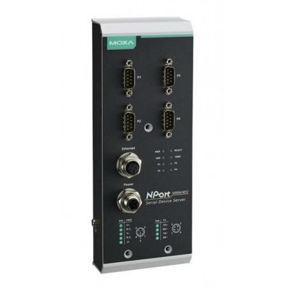 Сервер NPort 5450AI-M12-T 4-port 3 in 1 Device Server w/ M12 Connector (Ethernet, power input), t:-