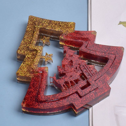 Силиконовый молд  «Елочка с оленем и подарками»  (размер формы 11.8*11.6 см)