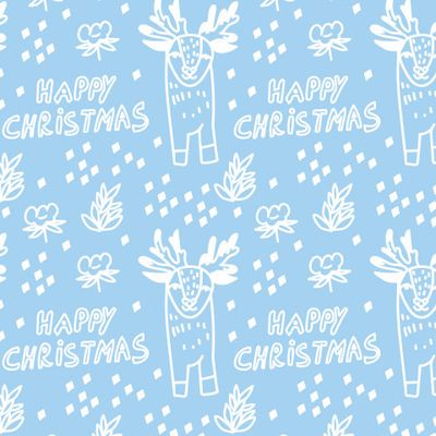 Бесшовный Рождественский Животные на голубом