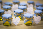 Бонбоньерка с медом на свадьбу в голубом цвете