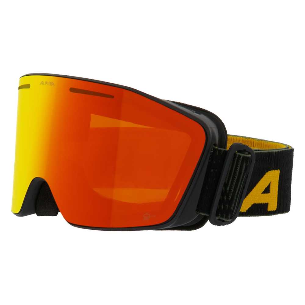Очки горнолыжные ALPINA Nendaz Q-Lite Black-Yellow Matt/Q-Lite Red S2 (б/р)