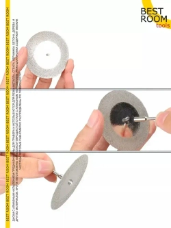 Алмазный диск для гравера 10 шт D20mm. и 2 штока 3 мм. Пильный круг с алмазным напылением.