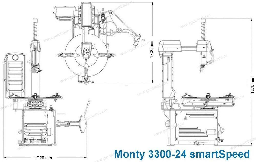 Автоматический шиномонтажный станок до 24 дюймов Hofmann Monty 3300 24 Smartspeed GP EEWH762AEF