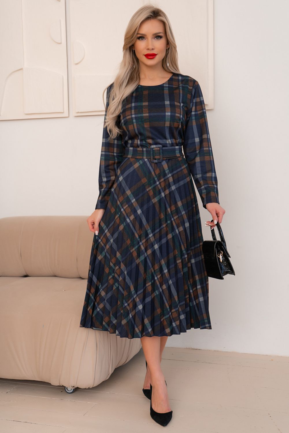 Платье Сильвия (синий/коричневый) Р11-1086/5 Nikol
