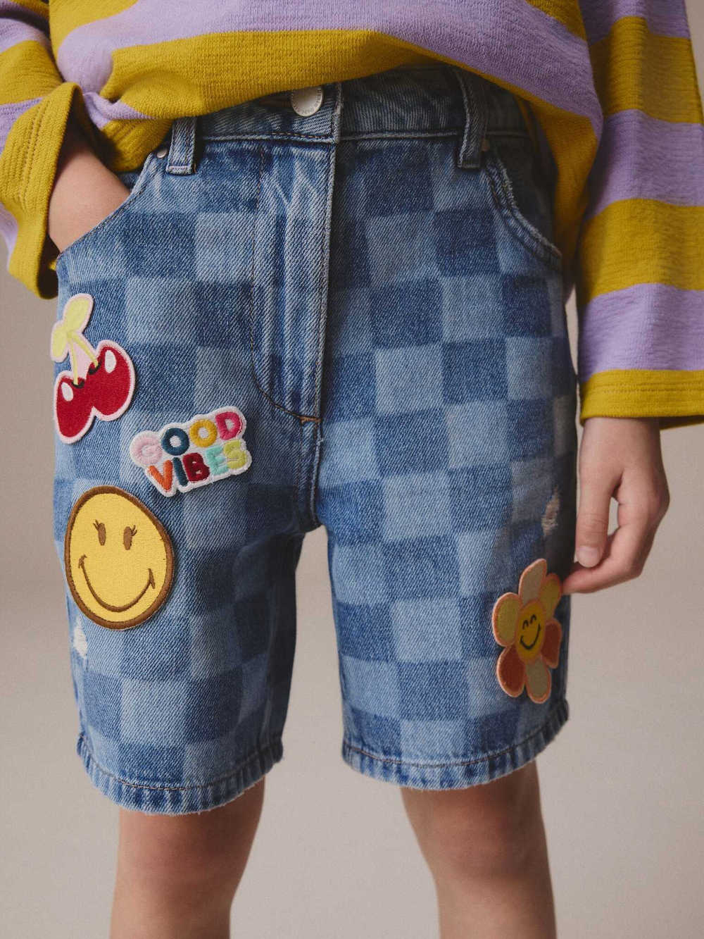 Шорты джинсовые с вышивкой для девочки Next E35-579, Синий