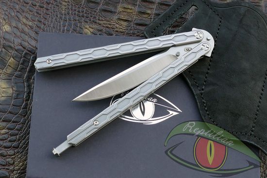 Складной нож бабочка REPTILIAN "Плазма-01" c клинком из стали D2, рукоять титан