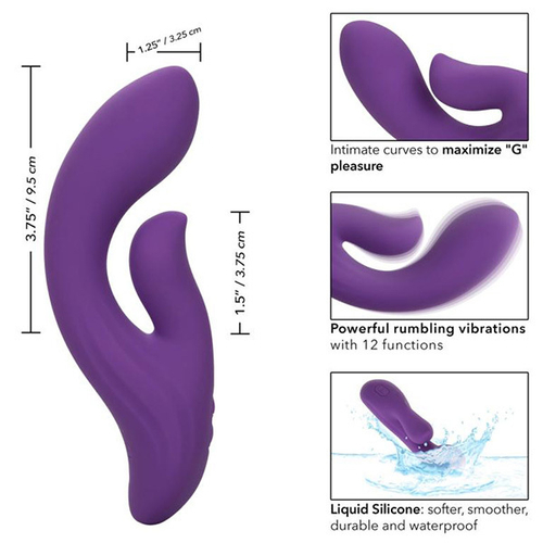 Фиолетовый вибратор-кролик 17,25см California Exotic Novelties Stella Liquid Silicone Dual Pleaser SE-4368-35-3