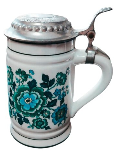 Кружка пивная (керамика с оловянной крышкой) Германия