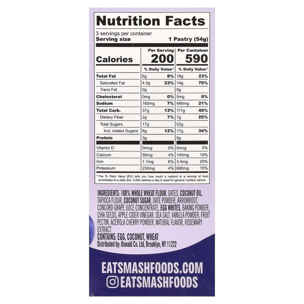 Smash Foods, Toasties™, виноград сорта «конкорд», 3 шт. по 54 г (1,9 унции)