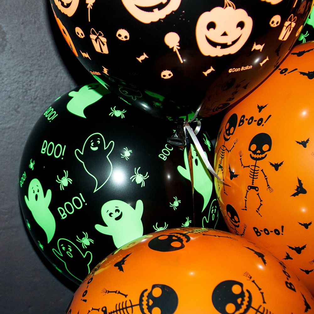 Шар (12"/30 см) Хэллоуин, Призрачные огни, Ассорти, пастель, 5 ст флюор 25 шт.