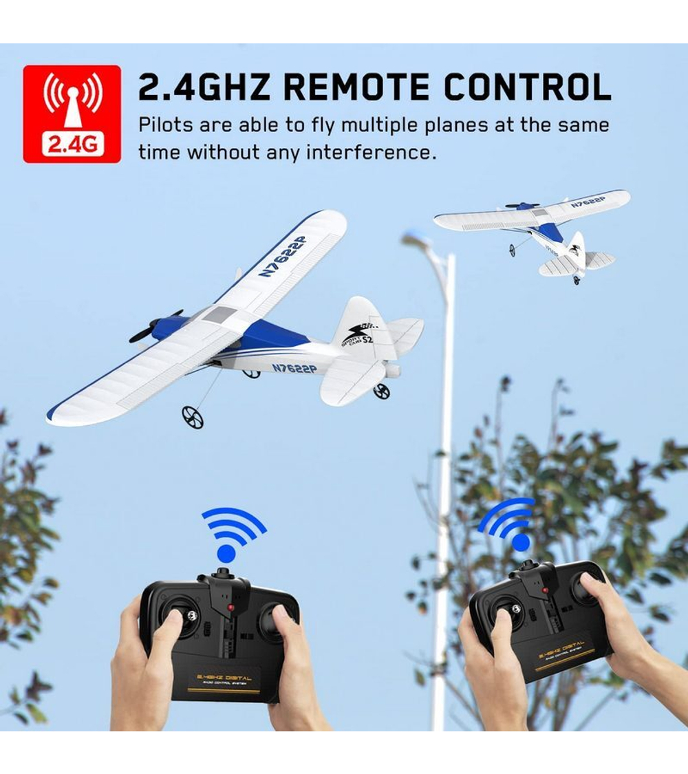 Радиоуправляемый самолет Volantex RC Sport Cub 400мм (синий) 2.4G 2ch LiPo RTF with Gyro