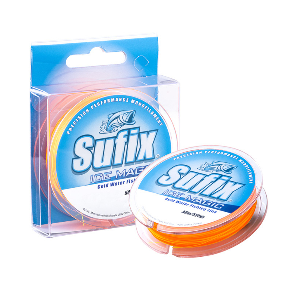 Леска зимняя SUFIX Ice Magic 50 м желто-оранжевая 0,195 мм 3,3 кг