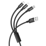 Кабель Hoco X14 (USB) 3 в 1 Lightning/Micro USB/Type-C 100см 2.4A (черный)