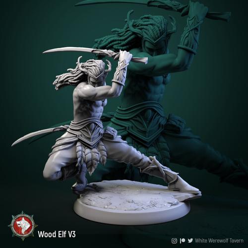 Эльф Полуэльфы Темные эльфы Дроу Рейджер Охотник Следопыт миниатюра для dnd, днд, pathfinder, фентези, Настольная игра, НРИ, Варгейм, РПГ