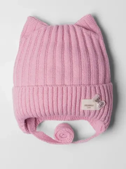 Шапка для девочки с ушками осенняя