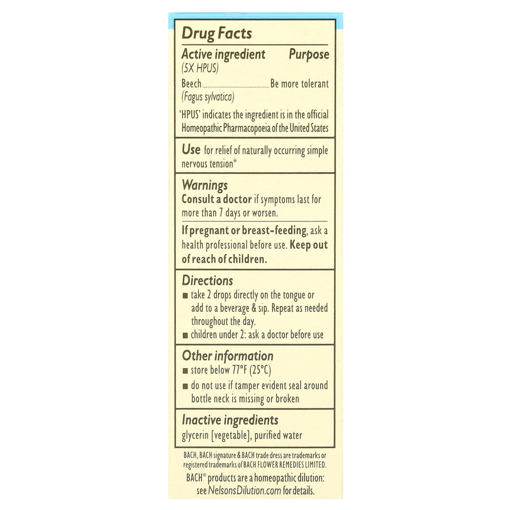 Bach, Original Flower Remedies, бук, 10 мл (0,35 жидк. унции)